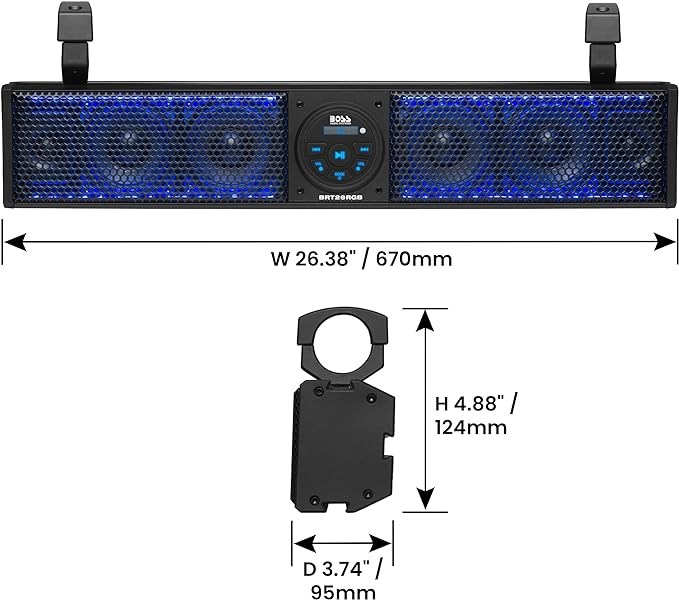 Акустическая панель саундбар RGB на таргу /балку для UTV багги квадроцикла 500Вт 63-8311 BOSS BRT26RGB BRT26RGB - фото 74619